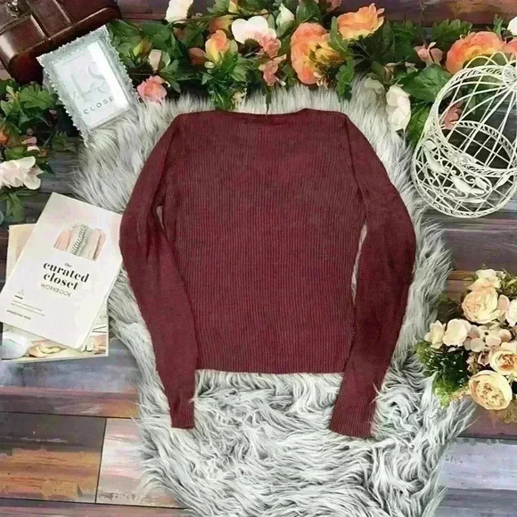 Oliver Perry 100% Silk Rustic Sun Red Ribbed Button Down Cardigan Shirt, PS - Picture 9 of 11